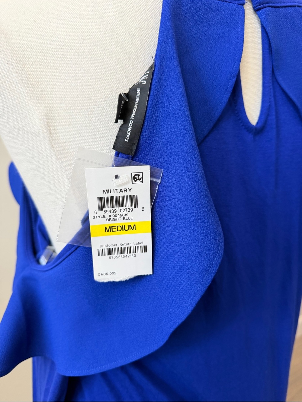 INC International Concepts Cobalt Blue Cold-Shoulder Ruffle Knit Top - Picture 5 of 6
